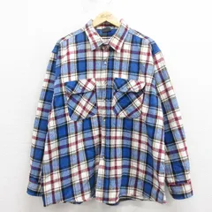 XL/古着 長袖 ヘビー フランネル シャツ メンズ 00年代 00s 大きいサイズ コットン 青 チェック 25nov12