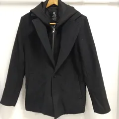 ks117◆チェスターコート コート フード付き(取り外し可能) メンズ Lサイズ ブラック