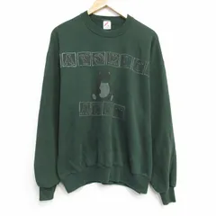 L/古着 ジャージーズ 長袖 スウェット メンズ 90年代 90s クマ クルーネック USA製 濃緑 25nov12