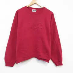 XL/古着 リー Lee 長袖 スウェット メンズ 90年代 90s ビッグロゴ 刺繍 クルーネック USA製 赤 25nov12
