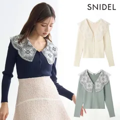 【即納】 スナイデル SNIDEL トップス 25秋冬 エンブロイダリーカラーニットトップス 長袖 ミドル丈 swnt261054