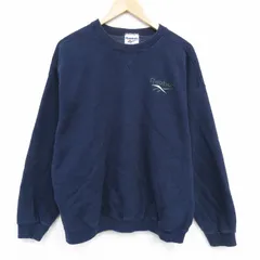 XL/古着 リーボック長袖 スウェット メンズ 90年代 90s ワンポイントロゴ クルーネック USA製 紺 25nov12