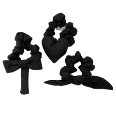 クリスチャンディオール CHRISTIAN DIOR ヘアアクセサリー ブラック シュシュ リボン ハート マクロカナージュ テクニカル ヘアゴム 3点セット キッズ