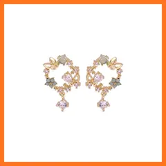 【新品】 CHERRY Knot フラワーイヤリング ピアス パール 蝶 ピンクゴールド 花 桜 さくら 人気 ジルコン 女性 誕生日プレゼント 記念日 (ピアス（ブルー）) 1