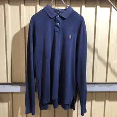 1563 POLO RALPH LAUREN 長袖ポロシャツ ネイビー L ポロラルフローレン ワンポイント 刺繍ロゴ ポロポニー 古着卸 アメリカ仕入