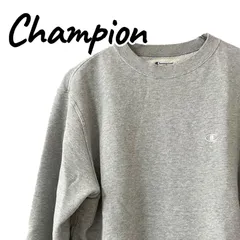 Champion チャンピオン グレー スウェット トレーナー コットン混 インドネシア製 Mサイズ相当 メンズ カジュアル 長袖 クルーネック ワンポイントロゴ 裏起毛 秋冬 C8-U001R 0000940OC