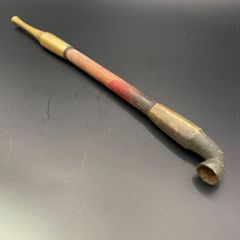 薩摩阿多張キセル 延べ煙管真鍮 鹿児島県 金峰町 中村仟 作 中古