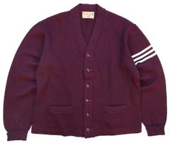 40s IMPERIAL Vネック ローゲージ ウールニット レタードセーター