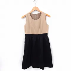 ビームスハート BEAMS HEART ワンピース 切替 ヒョウ柄 無地 ノースリーブ ロング 0 ベージュ ブラック 黒 /FT12