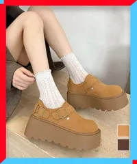 新品 厚底ローファー レディース スエード調 レトロ 韓国風 履きやすい 厚底靴【送料無料】