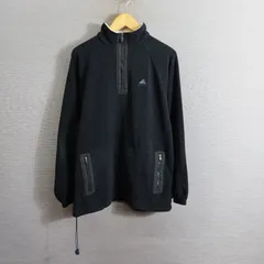 adidas アディダス ハーフジップ フリース プルオーバー パフォーマンス ロゴ 刺繍 スポーツ メンズ サイズ L ブラック系 A494