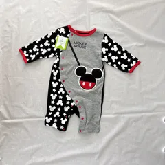 新品 未使用 タグ付き 西松屋 Disney baby 男の子 赤ちゃん 子供用 ロンパース 60㎝ - 70cm ブラック グレー ホワイト レッド ミッキー マウス ディズニー スター ワッペン かっこいい かわいい おしゃれ ベビー 出産祝い