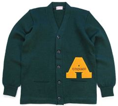 40s IMPERIAL Vネック ローゲージ ウールニット レタードセーター