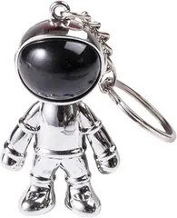 Chilland スペースマスコット 宇宙飛行士 キーホルダー キーリング アクセサリー チャーム メタル (シルバー)
