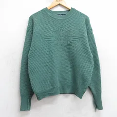 M/古着 ドッカーズ 長袖 セーター メンズ 90年代 90s ビッグロゴ コットン クルーネック USA製 緑【spe】 25nov13