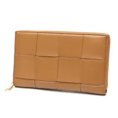 ボッテガヴェネタ / BOTTEGA VENETA　カセット ジップアラウンドウォレット / ラウンドファスナー　750259　マキシ イントレチャート カーフレザー　キャメル/ゴールド金具 【中古】 商品番号 S-159917