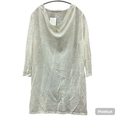 MN4 CORDIER コルディア ニット 七分袖 レーヨン 麻 ドレープ チュニック丈 レディース  L ホワイト 2000000219271