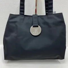 8486　agnes b. VOYAGE　アニエスベー　ボヤージュ　トートバッグ　ハンドバッグ　ブラック　黒　無地　ナイロン　レディース　シンプル　きれいめ