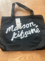 メゾンキツネ ブラック ロゴ トートバッグ