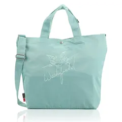 【在庫処分】ねこ柄 ネコ かわいい ダヤン 猫 手持ち付き レディース WTPL-02 大容量 ショルダーバッグ グリーン 企画製造T2O 緑色 [わちふぃーるど]