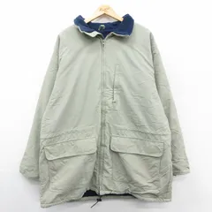 XL/古着 ランズエンド 長袖 ナイロン ジャケット パーカー メンズ 90年代 90s ロング丈 USA製 薄ベージュ 内側フリース 25nov14