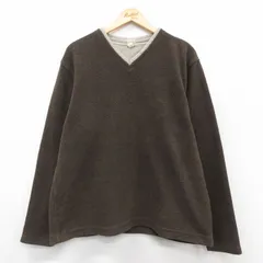 L/古着 オールドネイビー OLD NAVY 長袖 フリース ジャケット メンズ 00年代 00s ワンポイントロゴ Vネック 茶 25nov14
