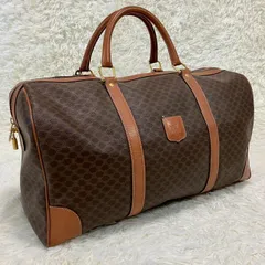 セリーヌ ラージ ボストンバッグ オールドセリーヌ マカダム トリオンフ カデナ 南京錠 大容量 PVC ブラウン ★お値段交渉を受け付けます。【B0043】