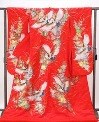 色打掛 赤系 鶴に八ツ藤 - メルカリ