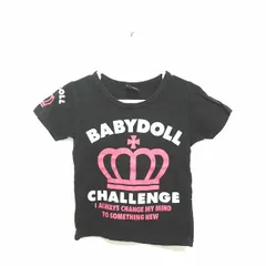 ベビードール BABYDOLL 子供服 Tシャツ カットソー 丸首 ロゴ プリント 半袖 100 黒 ブラック ピンク /TT1