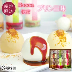 Bocca 牧家 プリン三昧 (3種6個セット)  白いプリン,塩キャラメル,クレームブリュレ 牧家の人気スイーツ 風船プリン お取り寄せ 父の日 ギフト スイーツ 出産内祝い プチギフト 牧歌 ボッカ