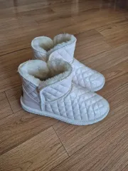 アイボリー キルティング ファー ショート ブーツ 240 新品