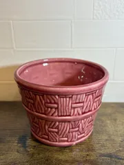 ヴィンテージ「FRUIT GARDEN」ピンク陶器製植木鉢（鉢カバー）