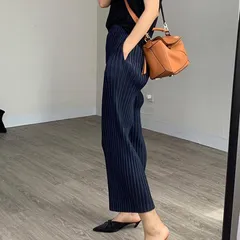 ワイドパンツ パンツ レディース 夏 ボトムス ズボン プリーツスパンツ カジュアル 通勤 ストレート イージーパンツ ゴムウェスト 楽チン 涼しい