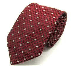 タカキュー ブランド ネクタイ  ドット柄 シルク混 PO メンズ レッド TAKA Q 【中古】