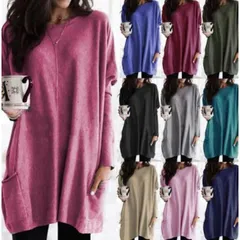 ロングTシャツ レディース 春 長袖tシャツ ロングtシャツ ロングブラウス ゆったり Vネック 無地 Tシャツ 体型カバー トップス おしゃれ 40代