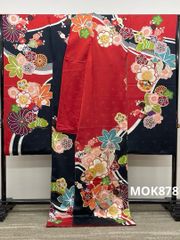 振袖 仮絵羽 京友禅 刺繍 グリッター 正絹 未仕立て品 八掛付き MOK876