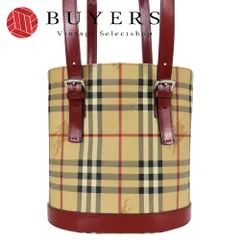 【中古】 バーバリー トートバッグ バケット PVC レザー ベージュ レッド 肩掛け ノバチェック レディース 女性 BURBERRY