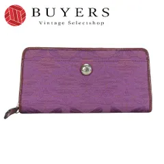【中古】 コーチ 長財布（ラウンドファスナー） オプアート キャンバス エナメル パープル シルバー金具 小物 レディース 女性 COACH