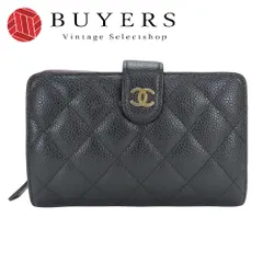【中古】 シャネル 二つ折り財布 マトラッセ ココマーク キャビアスキン ブラック ゴールド金具 21番台 キルティング レディース 女性 CHANEL