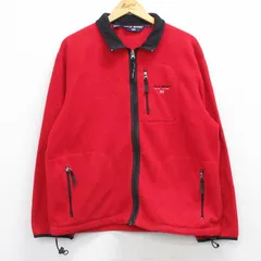 L/古着 ラルフローレン ポロスポーツ 長袖 ブランド フリース ジャケット メンズ ワンポイントロゴ USA製 赤【spe】 25nov15