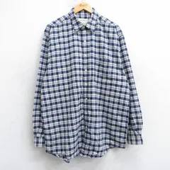 XL/古着 エディーバウアー 長袖 ブランド シャツ メンズ 00年代 00s 大きいサイズ ロング丈 コットン 紺他 チェック 25nov15