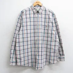 XL/古着 エディーバウアー 長袖 ブランド シャツ メンズ 00年代 00s コットン ボタンダウン 白他 チェック 25nov15