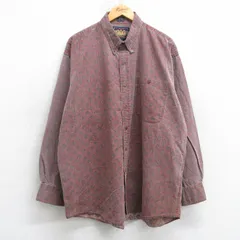 XL/古着 ラルフローレン チャップス 長袖 ブランド シャツ メンズ 80年代 80s 総柄 大きいサイズ ロング丈 コットン ボタンダウン エンジ他 25nov15