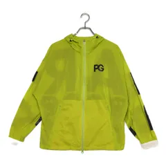 中古 レディース パーリーゲイツ PEARLY GATES フルジップアウター 1(M) 黄緑 軽量 薄手 ロゴ PGスマイル