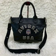 美品✨ アヴィレックス 2way ショルダーバッグ ハンドバッグ ストラップ取り外し可 チャーム付き ブラック ★お値段交渉を受け付けます。【B0050】