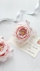 ラナンキュラスのリボンコサージュ -Baby Pink《フォーマル/セレモニー/卒業式/入学式/卒園式/入園式/結婚式/母の日/小さめ/小柄/親子/おそろい/ギフト》