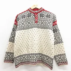 古着 エルエルビーン 長袖 ノルディック セーター レディース 90年代 90s 雪柄 バーズアイ ヘンリーネック USA製 薄ベージュ他 25nov17
