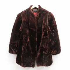 古着 長袖 ジャケット コート レディース 80年代 80s フェイクファー ロング丈 USA製 茶 25nov17