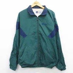 XL/古着 ラッセル 長袖 ナイロン ジャケット メンズ 00年代 00s ワンポイントロゴ 緑他 25nov17