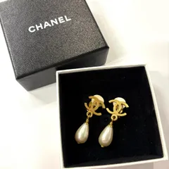 シャネル CHANEL ココマーク CC フェイクパール ドロップ 95A イヤリング GP ゴールド メッキ【鑑定済み】正規品